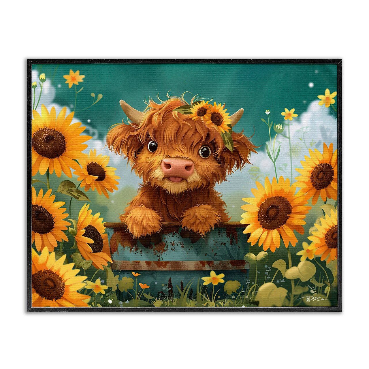 Stupell Industries Cute Happy Highland Cow Framed Giclee, design by Momart